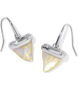 Oleana silver iridescent abalone drop earrings