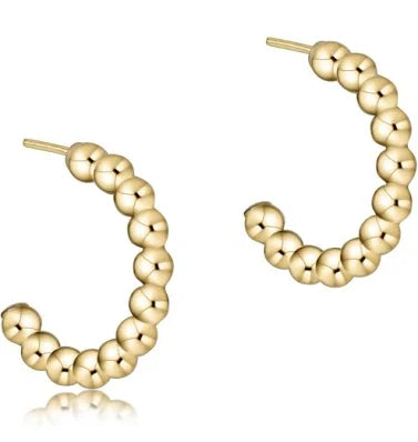 Beaded Classic 1" Post Hoop 3mm - Gold