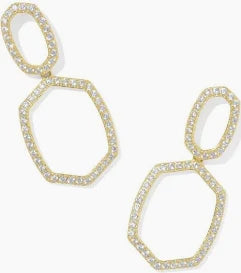 Daphne pave open frame gold crystal earrings