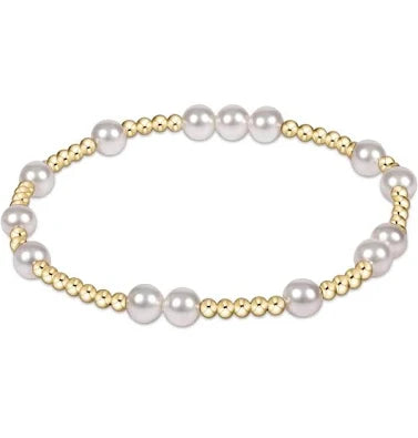 Hope Unwritten 6mm Gold Beaded Bracelet - Pearl