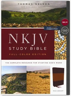 NKJV Study Bible Full Color Edition Comfort Print Brown Leathersoft