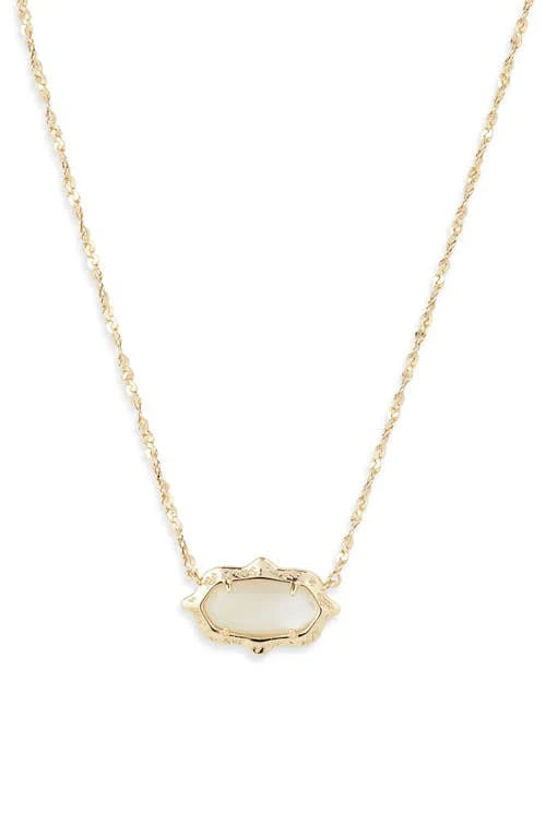 Elisa scalloped frame gold ivory pearl necklace