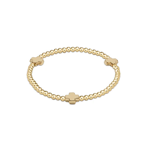 Signature Cross gold pattern 3mm bead bracelet - gold