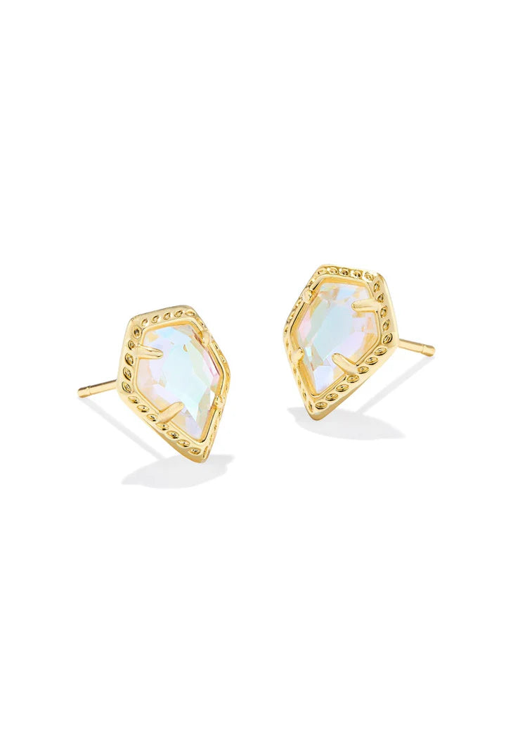 Tessa gold framed dichroic glass stud earrings