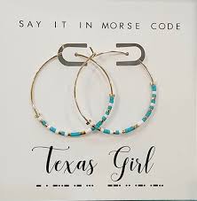 Texas Girl Morse code Standard Hoop Earrings