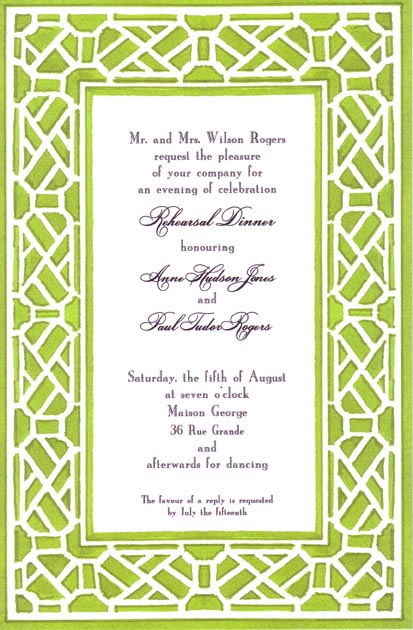 Trellis Green Invite - Pack of 20