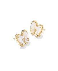 Haley bow gold ivory pearl earrings
