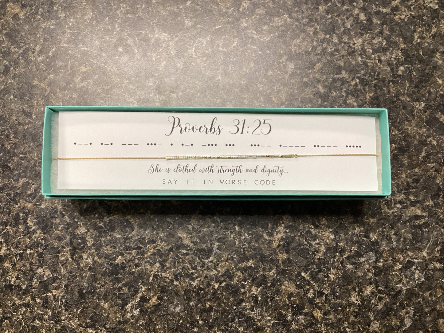 Prov 31:25 Morse Code Necklace