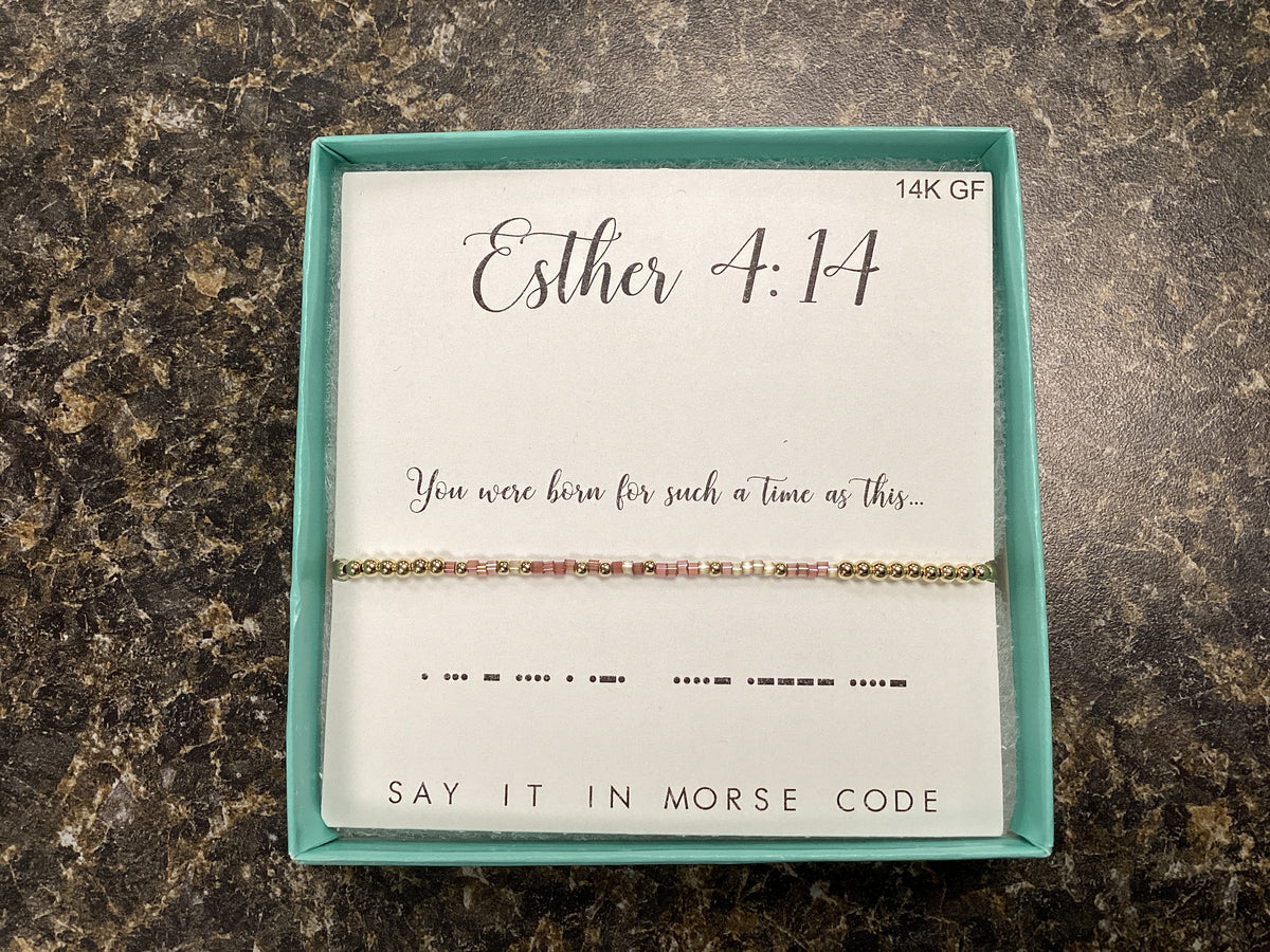 Esther 4:14 Morse Code Beaded Bracelet