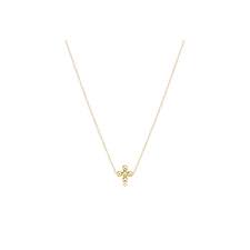 Classic Gold Beaded Cross 4mm pendant necklace
