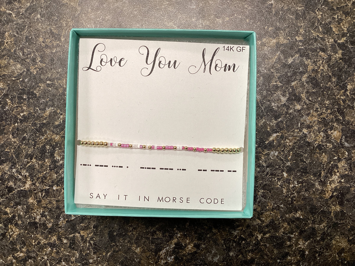 Love You Mom Morse Code Beaded Bracelet