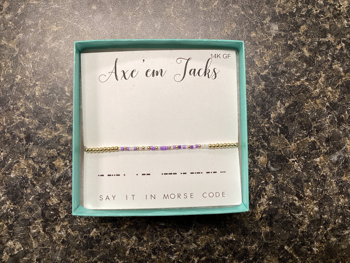 Axe'em Morse Code Beaded Bracelet