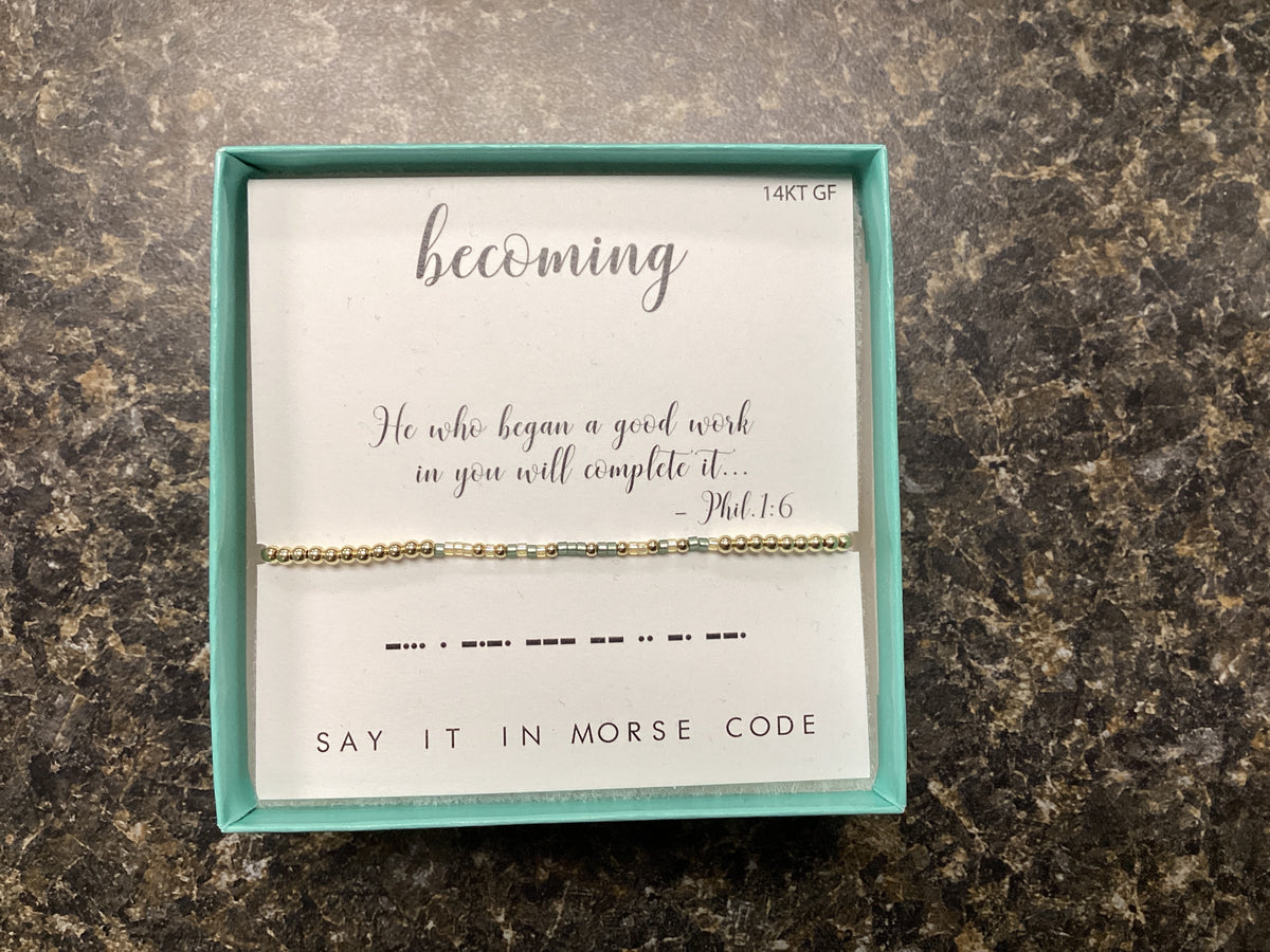 Becoming Morse Code Beaded Bracelet