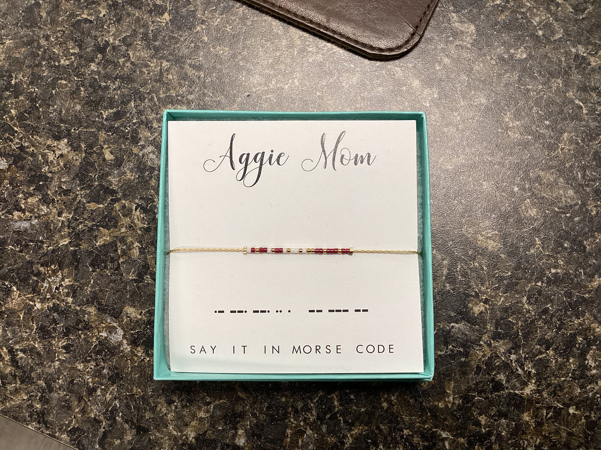 Aggie Mom Morse code Bracelet
