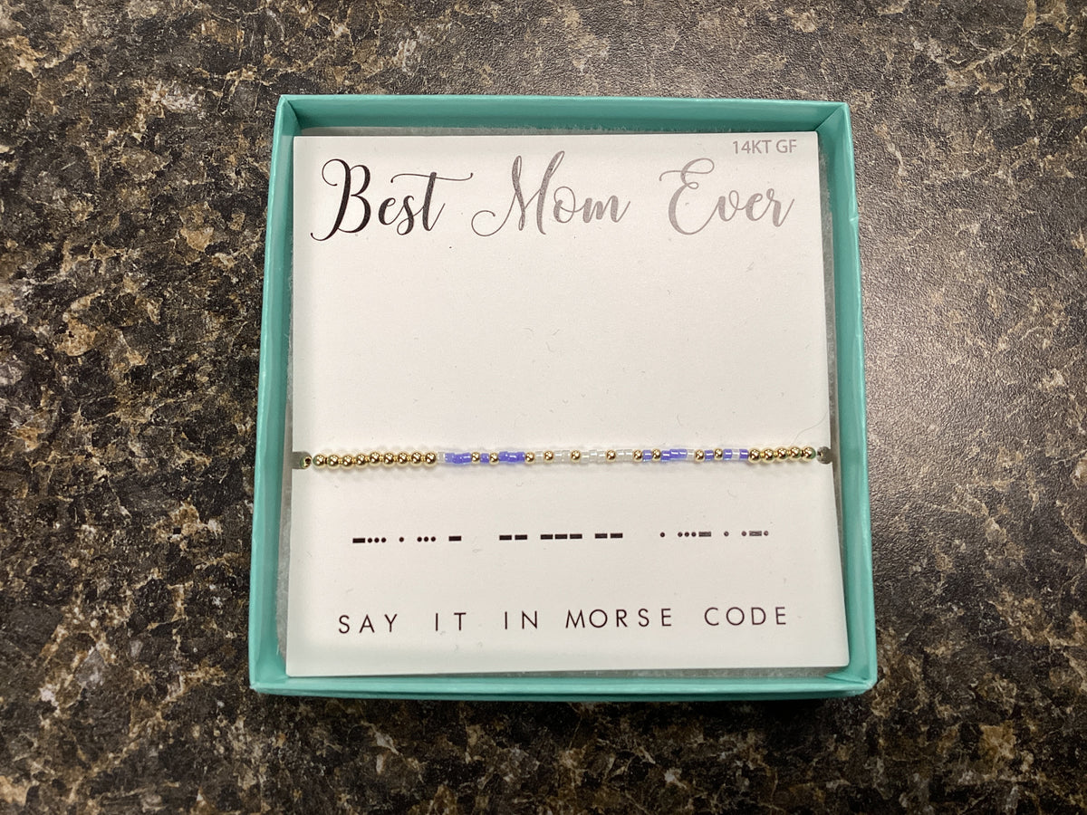 Best Mom Ever Morse Code Beaded Bracelet