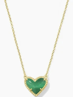 Ari Heart gold emerald green necklace