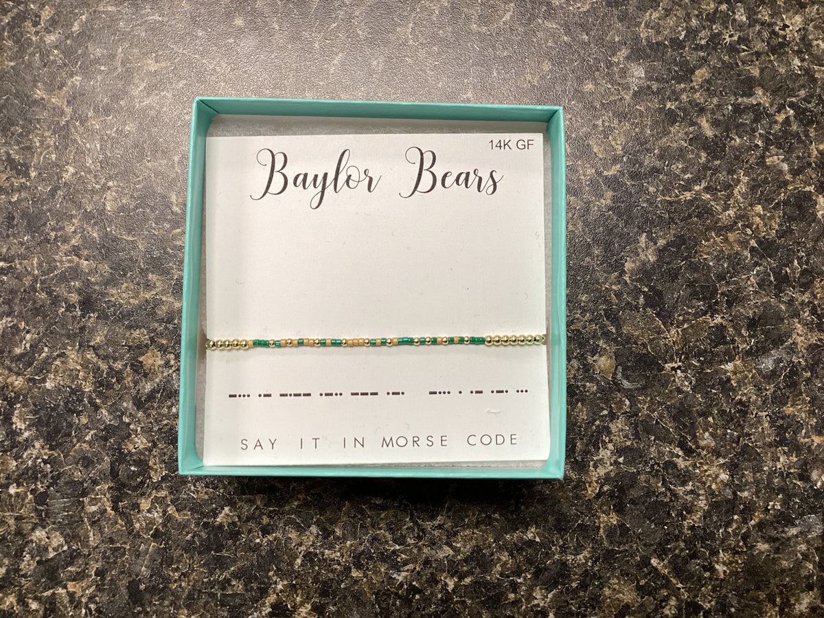 Baylor Bears Morse Code Beaded Bracelet