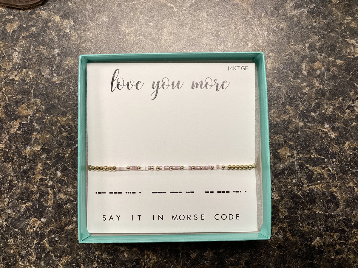 Love You More Morse Code Beaded Bracelet