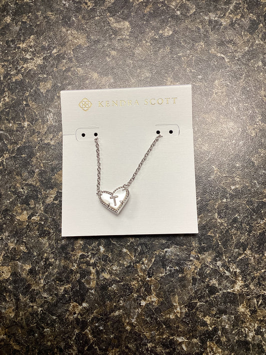 Heart Letter T Silver Ivory Necklace