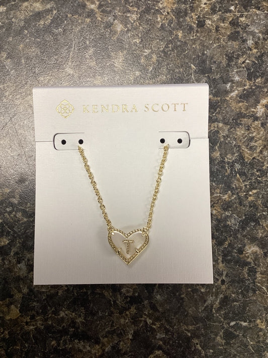 Heart Letter T Gold Ivory Necklace