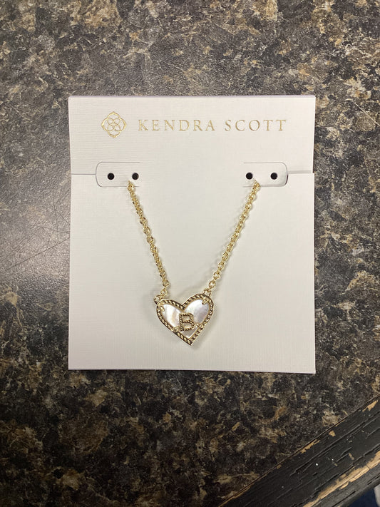 Heart Letter B Gold Ivory Necklace