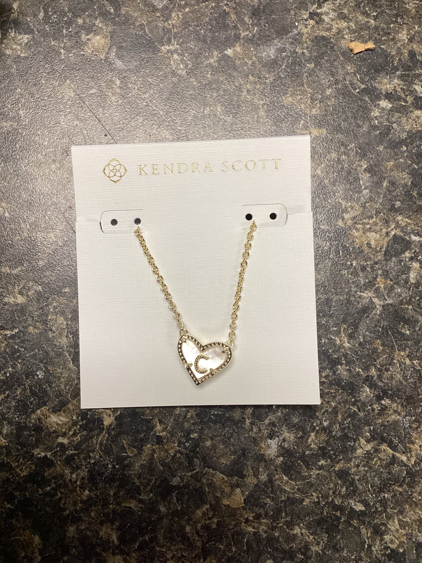 Heart Letter C Gold Ivory Necklace