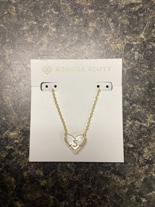 Heart Letter S Gold Ivory Necklace