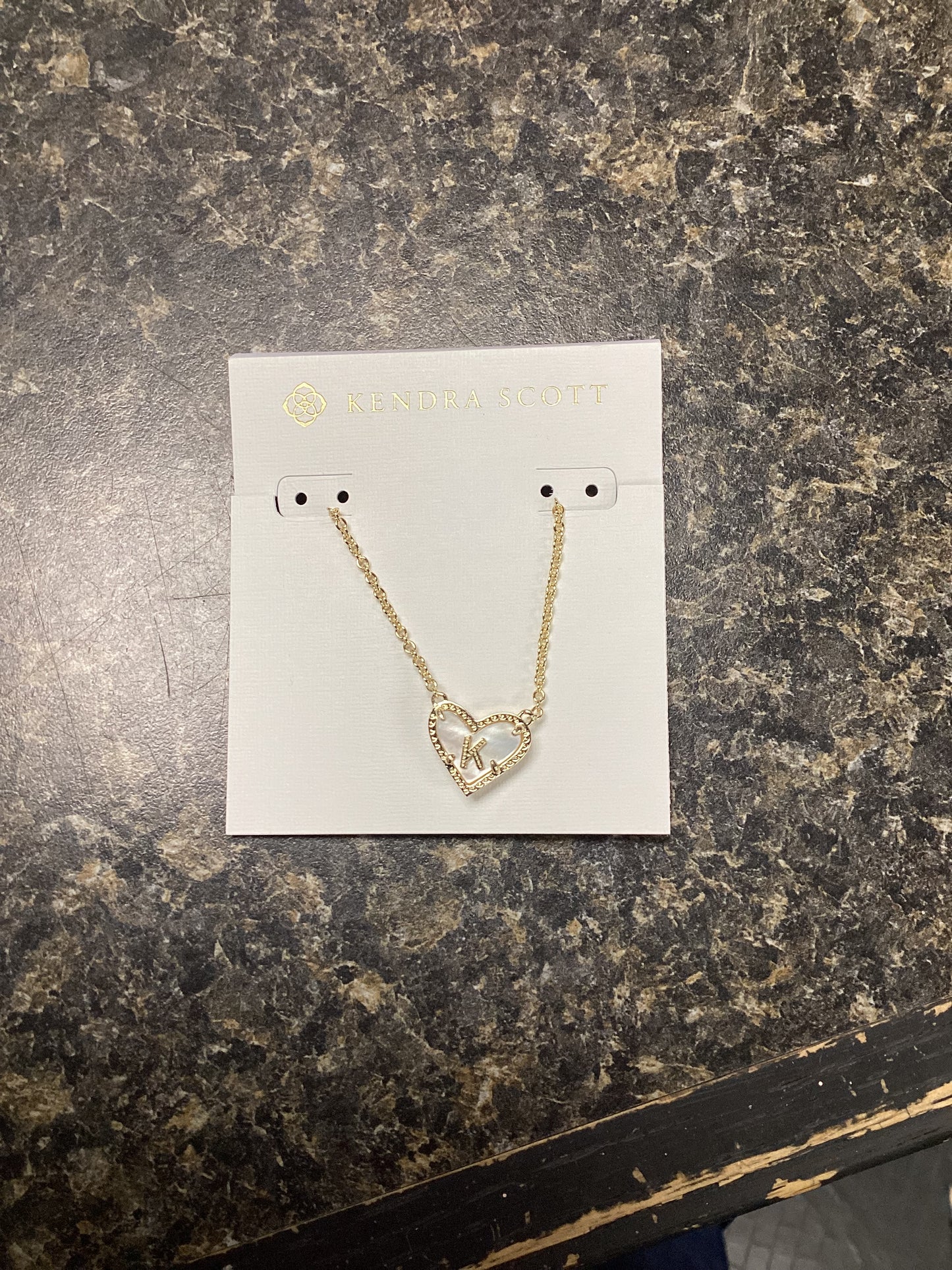 Heart Letter K Gold Ivory Necklace