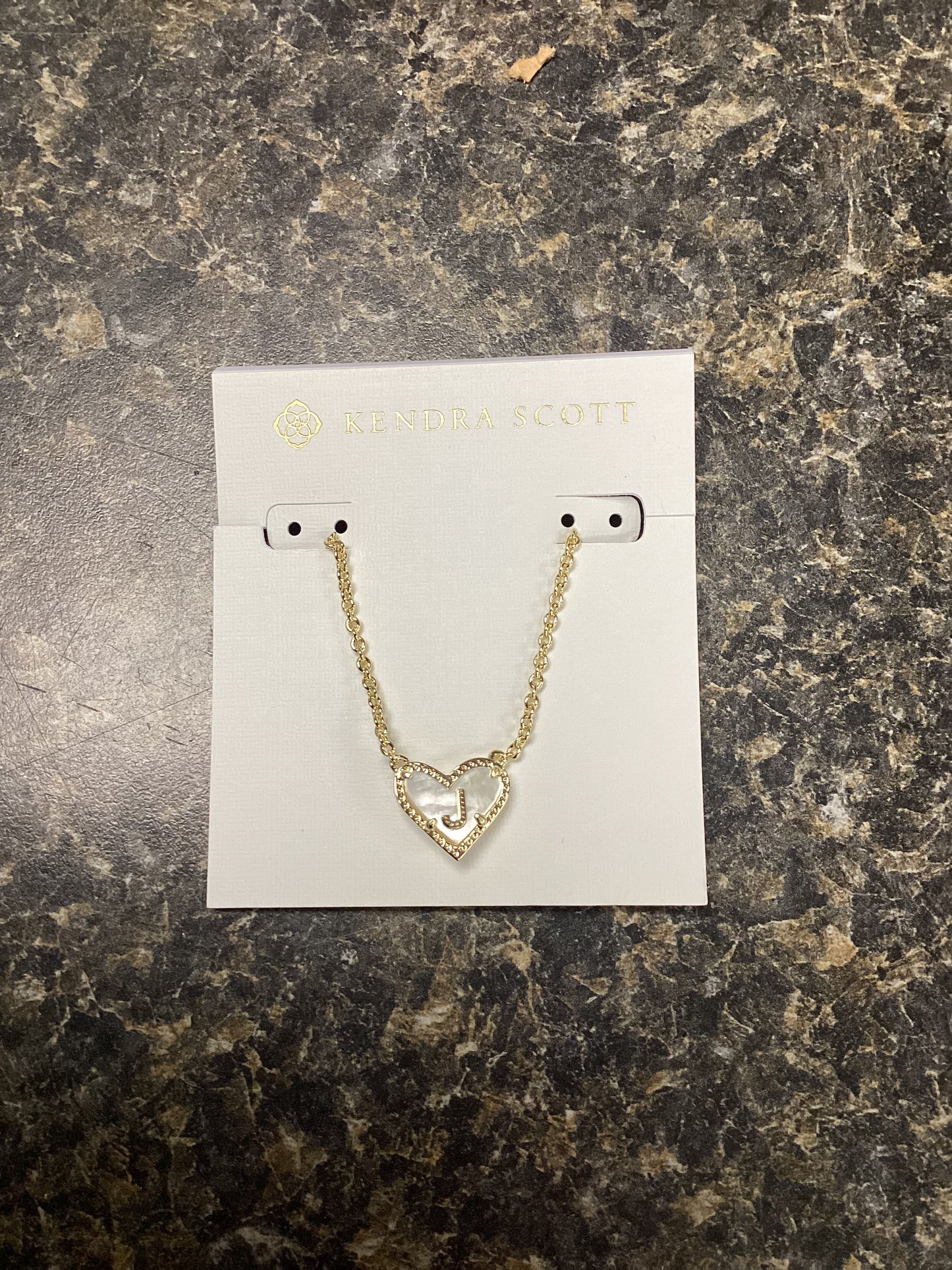 Heart Letter J Gold Ivory Necklace