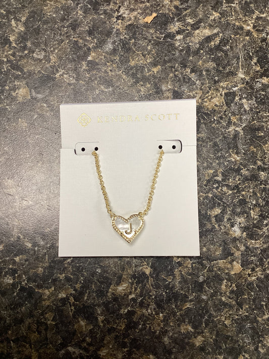 Heart Letter J Gold Ivory Necklace