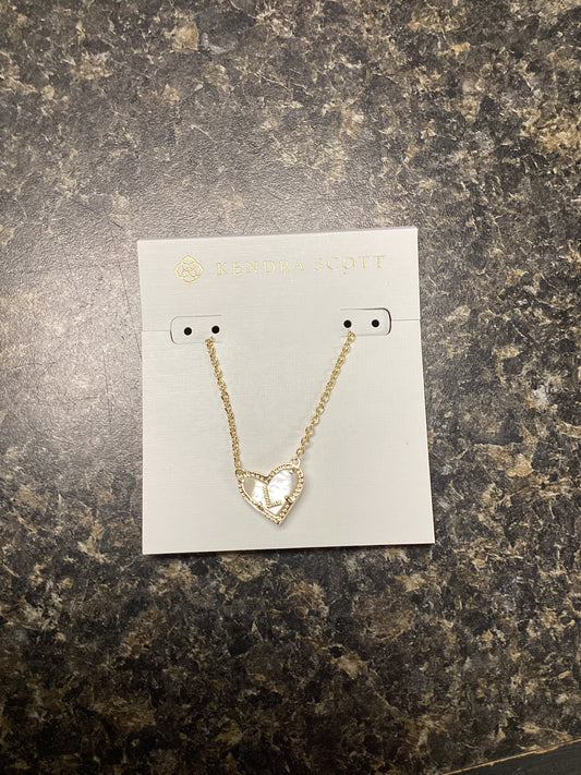 Heart Letter L Gold Ivory Necklace