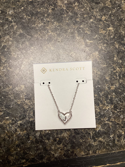 Heart Letter J Silver Ivory Necklace