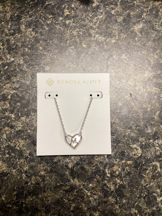 Heart Letter M Silver Ivory Necklace