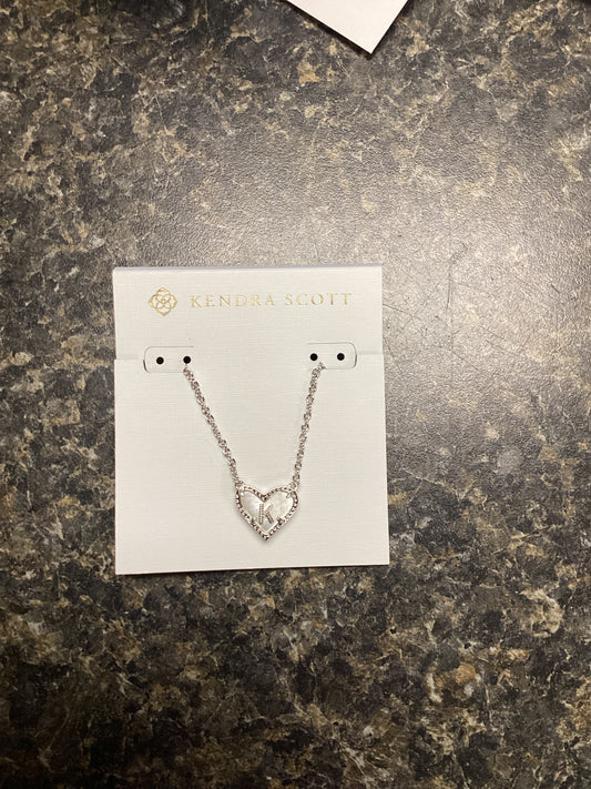 Heart Letter K Silver Ivory Necklace