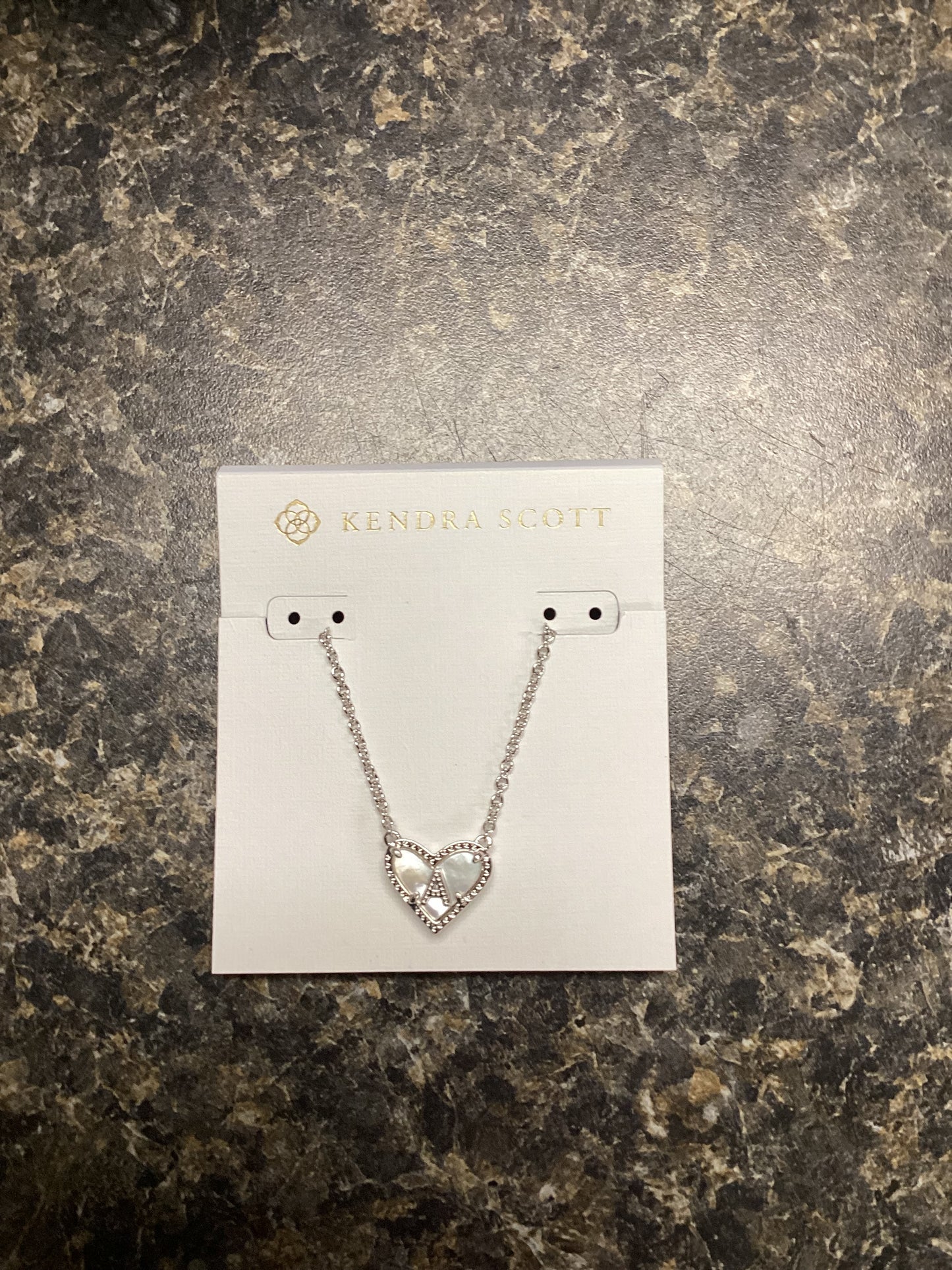 Heart Letter A Silver Ivory Necklace