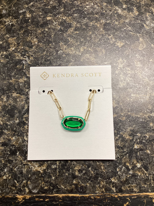 Elisa gold emerald illusion enamel paperclip necklace