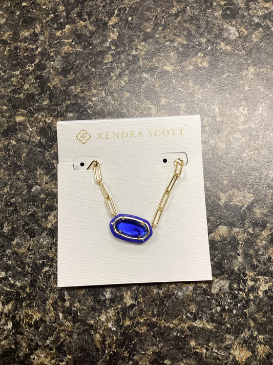 Elisa gold cobalt illusion enamel paperclip necklace