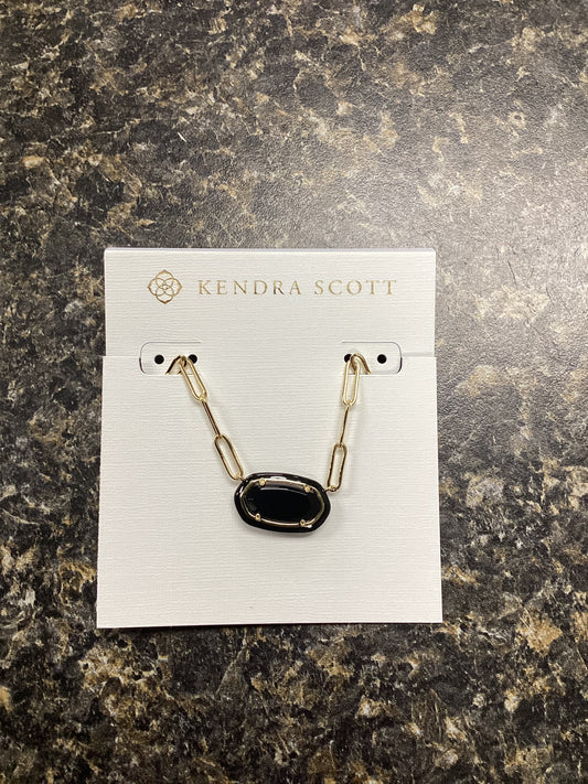 Elisa gold black enamel paperclip necklace