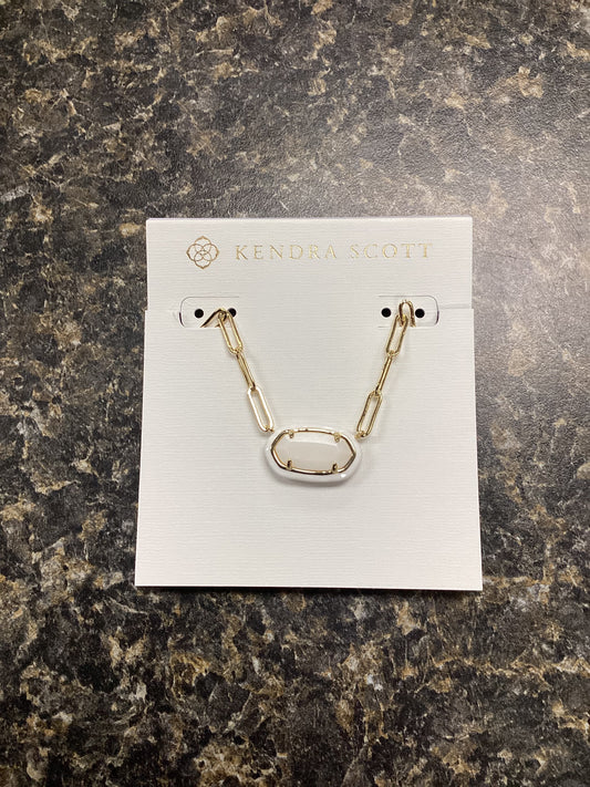 Elisa gold White Mop illusion enamel paperclip necklace