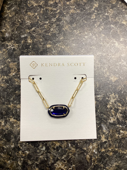 Elisa gold navy enamel paperclip necklace