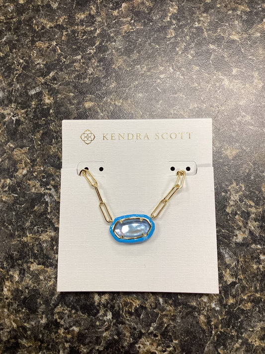 Elisa gold periwinkle illusion enamel paperclip necklace