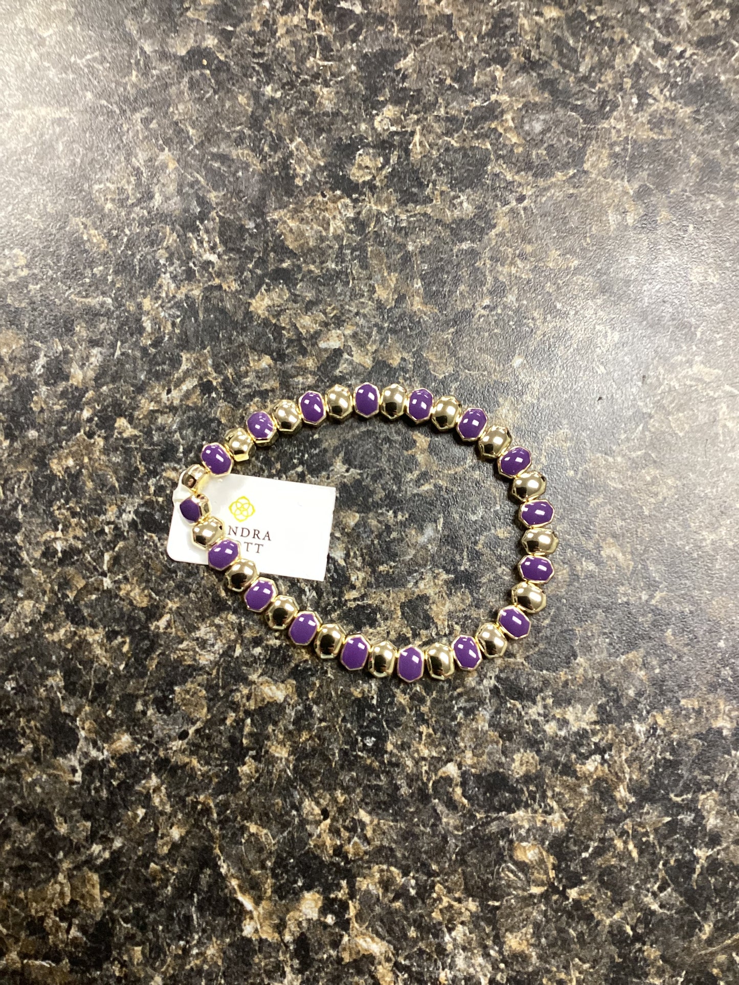 Daphne gold purple enamel stretch bracelet