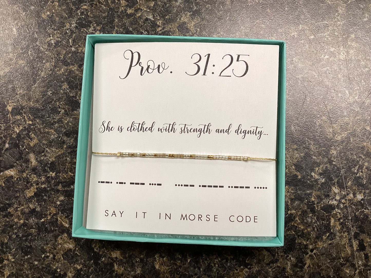 Prov. 31:25 Morse Code Bracelet