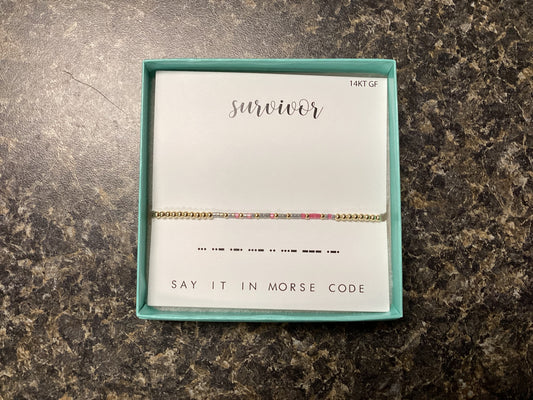 Survivor Morse Code Beaded Bracelet