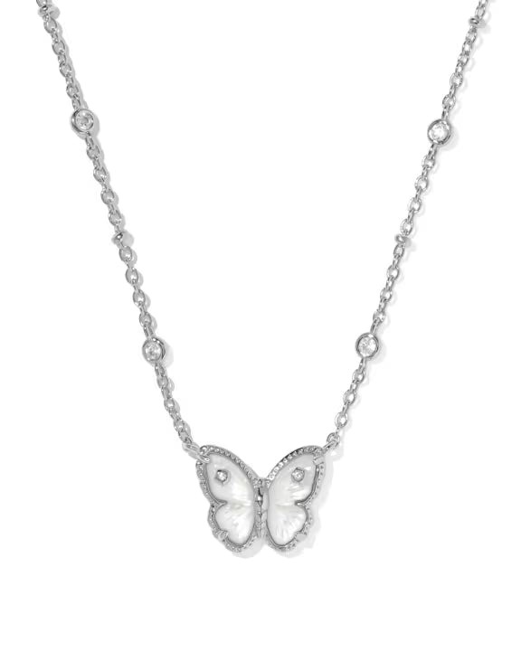 Cailey butterfly silver ivory necklace