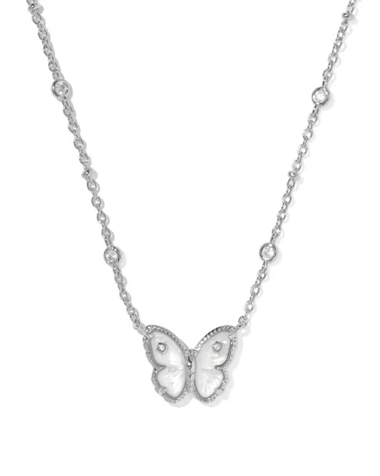 Cailey butterfly silver ivory necklace