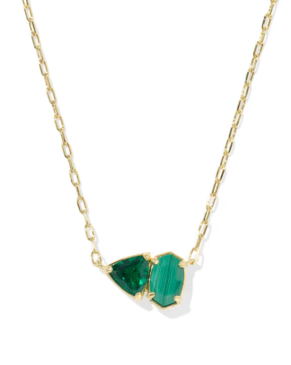Tatum gold dark green mix necklace