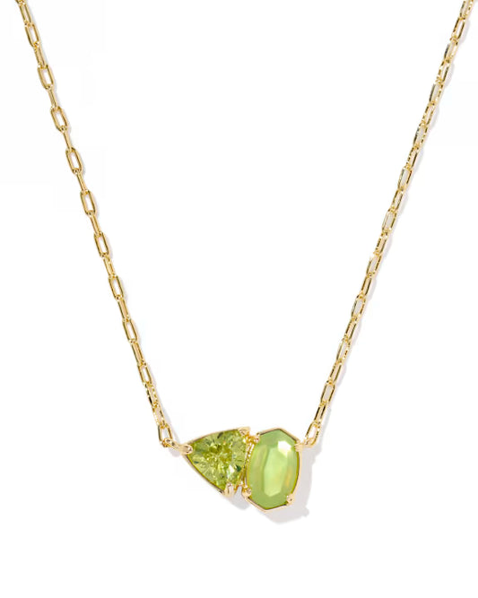 Tatum gold light green mix necklace
