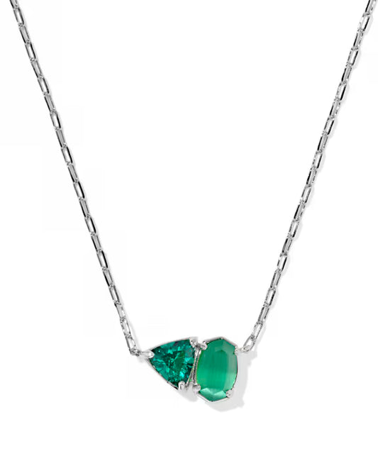 Tatum silver dark green mix necklace