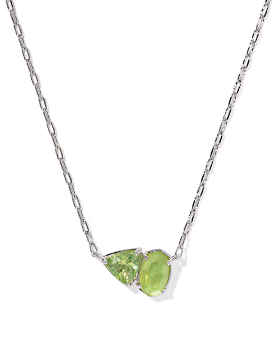 Tatum silver light green mix necklace